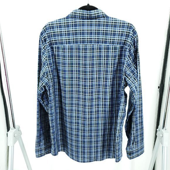 Michael Kors 100% Cotton Tailored Fit Blue/Black Plaid Casual Button Down L - Picture 2 of 16